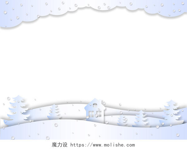 冬季剪纸风格边框冬季边框PNG素材冬天边框